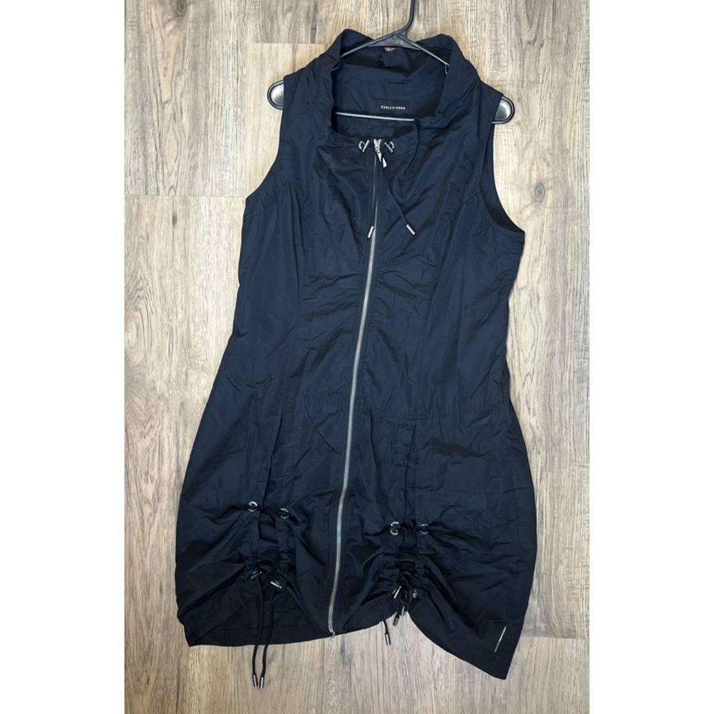 Vintage Carla Du Nord Lagenlook Zip Up Dress Black Sleeveless Womens US 10 EU 42 - Picture 4 of 11